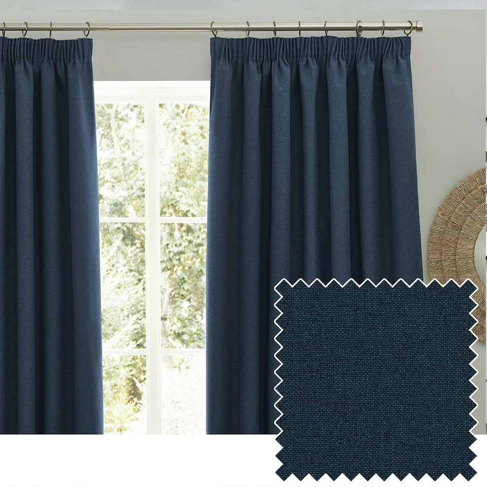 image 1 of furn. Dawn Blackout Midnight Pencil Pleat Curtains 168 x 183cm Multi