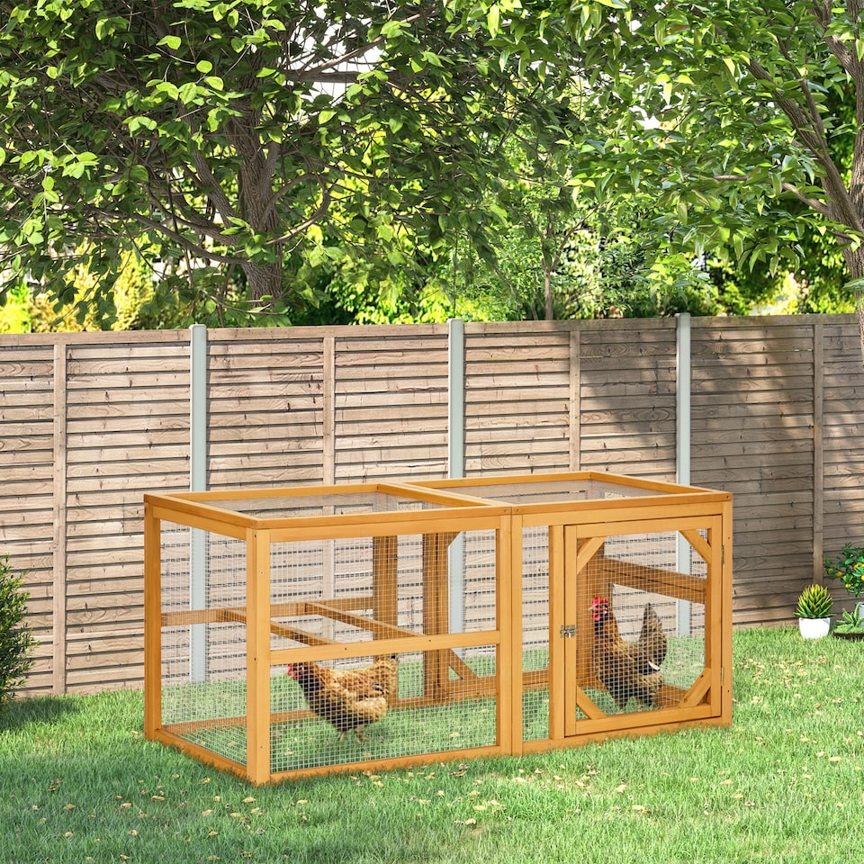 image 1 of PawHut Wooden Chicken Coop w/ Perches, Doors, for 2-4 Chickens