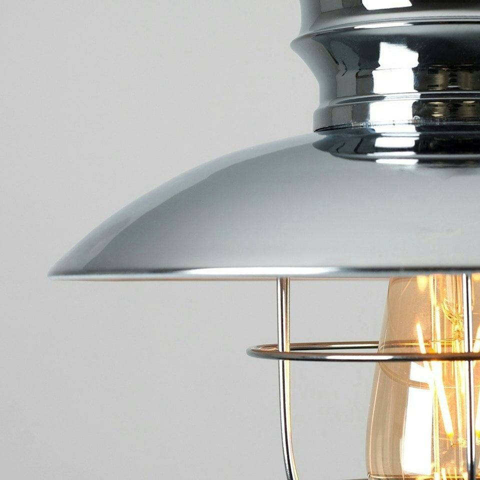 image 1 of ValueLights Fisherman's Style Silver Chrome White Metal Ceiling Pendant Light Shade