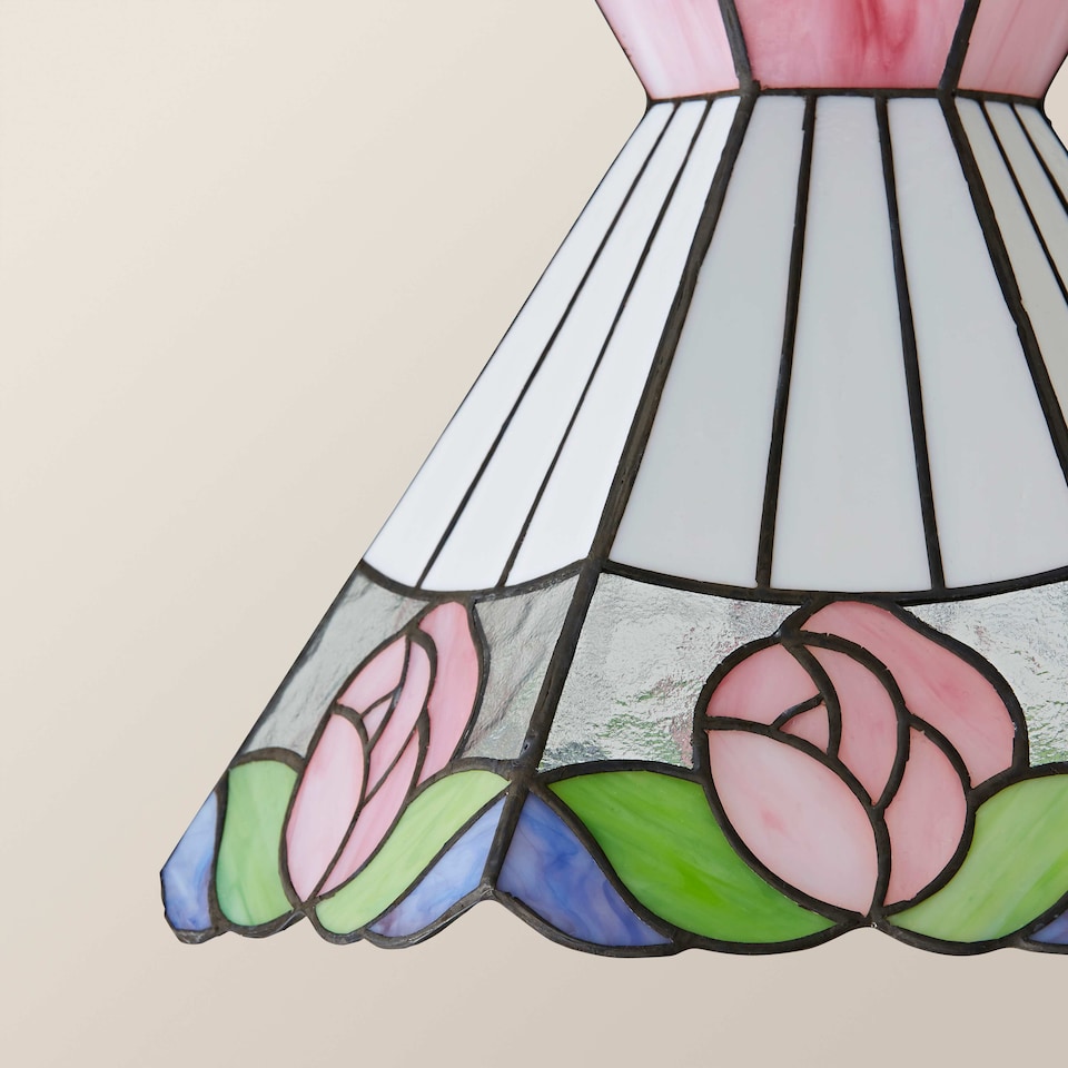 image 1 of ValueLights Evelyn Tiffany Rose Glass Ceiling Pendant Shade