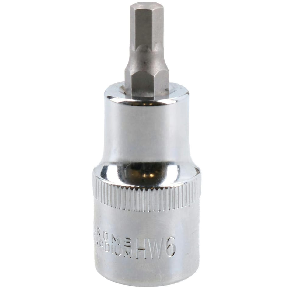 image 1 of 6mm Hex Bit Metric Allen Socket Male 1/2" Drive 55mm Length Strengthened Tip