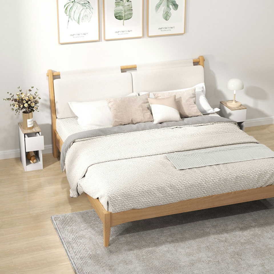 image 1 of HOMCOM Bedside Tables Set of 2, Nightstands for Bedroom, Living Room, White