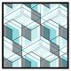 image 2 of Blue geometric hexagons (Picutre Frame) Brown | Oak | L
