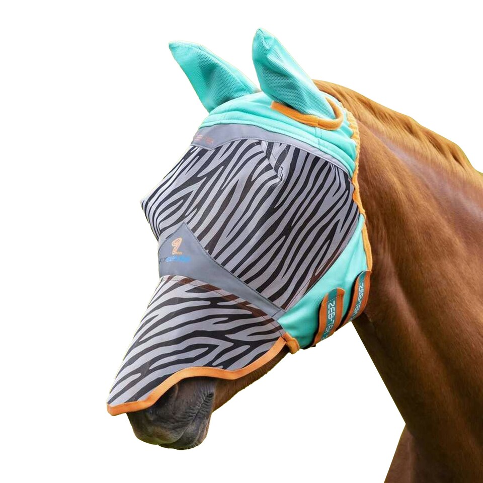 image 1 of Shires Zeb-Tek Horse Fly Mask - Black/White - Cob