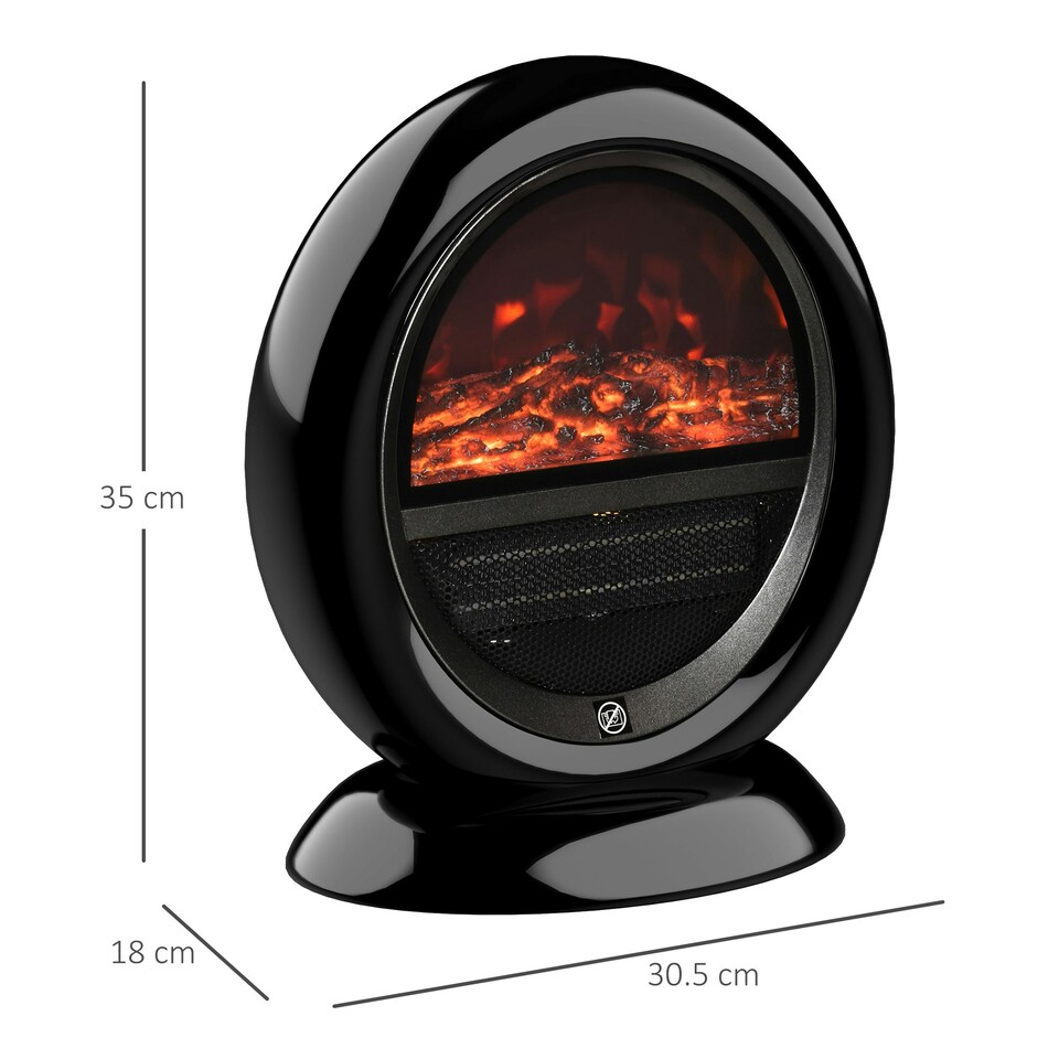 image 1 of HOMCOM Table Top Electric Fireplace Heater W/ LED Flame Rotatable Head Black
