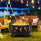 image 2 of Yaheetech Fire Pit Set Iron Bowl Including Poker Mesh Cover Black