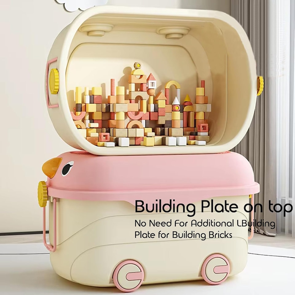 Standard Home Depot Racks 45L Toy Storage Box with Lid & Wheels Kids Storage Organiser, BPA-Free ...