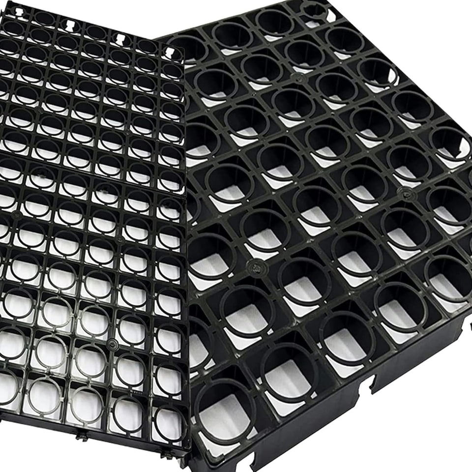 image 1 of 12 x Black Plastic Drainage Mats Turf Grids Ideal For Lawns, Greenhouse & Driveways Black
