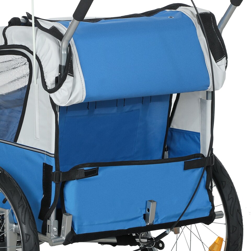 image 1 of HOMCOM 2 Seat Bike Trailer with 5 Point Harness, for 18 Months, Blue