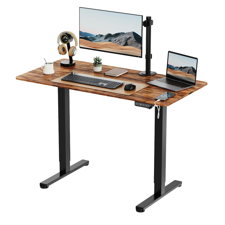 image 1 of VonHaus Large Adjustable Electric Standing Desk with USB-C charging