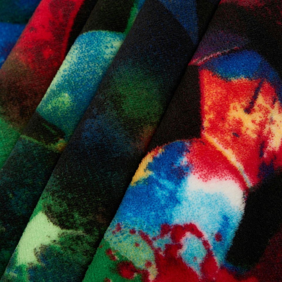 image 1 of OHS Kids Football Printed Throw Warm Plush Sherpa Flecce Reverse Over Bed Super Soft Blanket, 100x120cm | Multi | Neon Multi