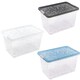 image 1 of Set of 3 55 Litre Elegant Jasmine Leaves Strong Stackable Plastic Storage Boxes Complete With Clip Locked Lids Clear