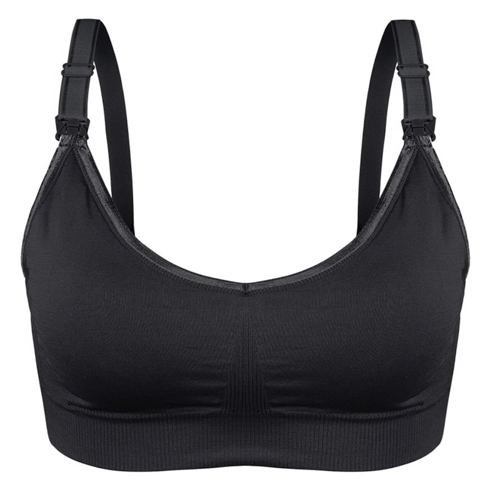 image 1 of Soft & Comfortable Wireless Nursing Bra with Easy Open Clips - Small / Black