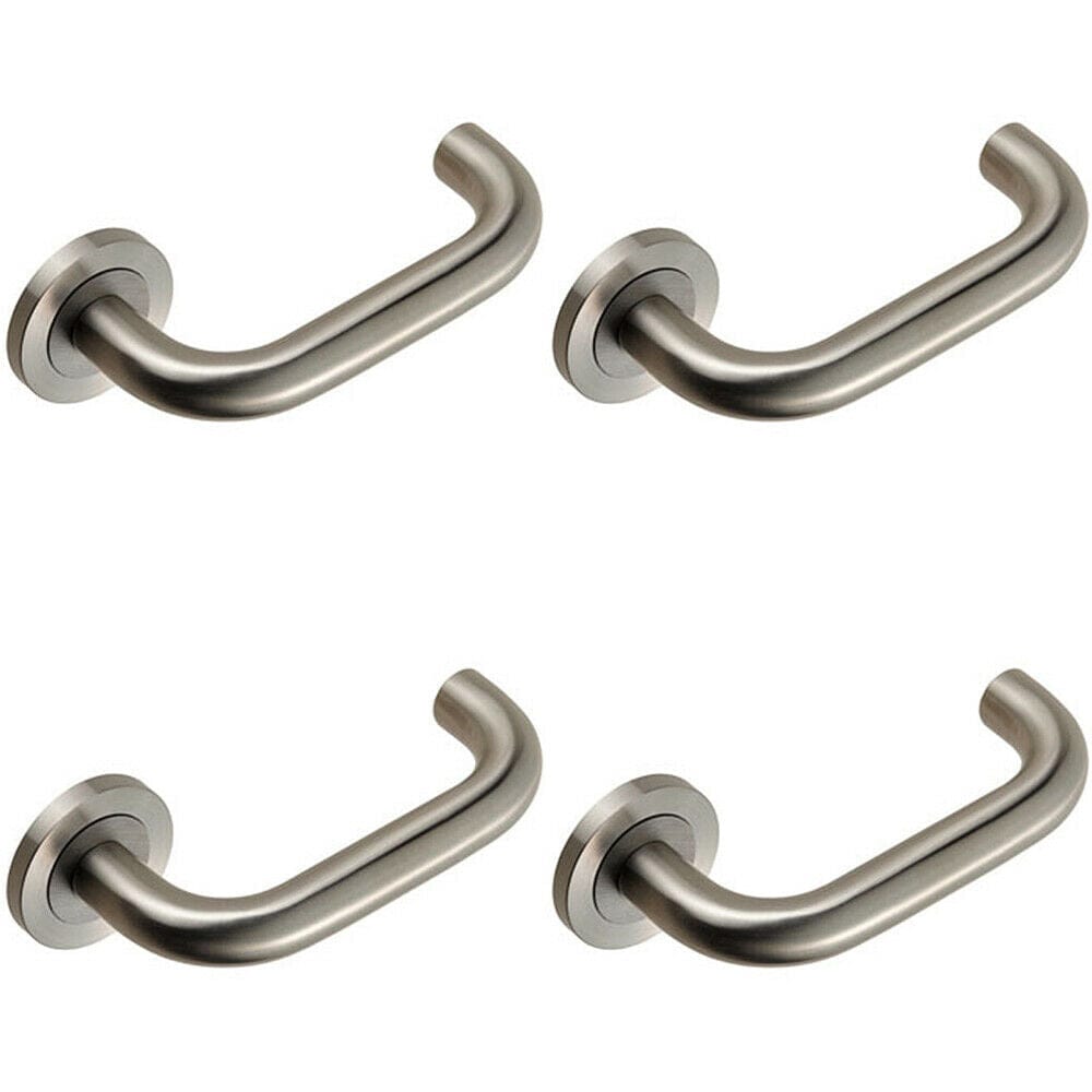 4x PAIR Round Bar Safety Handle Concealed Fix Round Rose Satin Stainless Steel