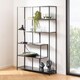 image 5 of Seaford Black Metal Large Asymmetrical Bookcase with 5 Black Shelves