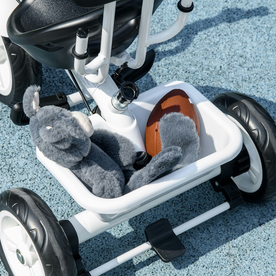 image 1 of HOMCOM 6 in 1 Kids Tricycle w/ Removable Handle for 1.5+ year, White