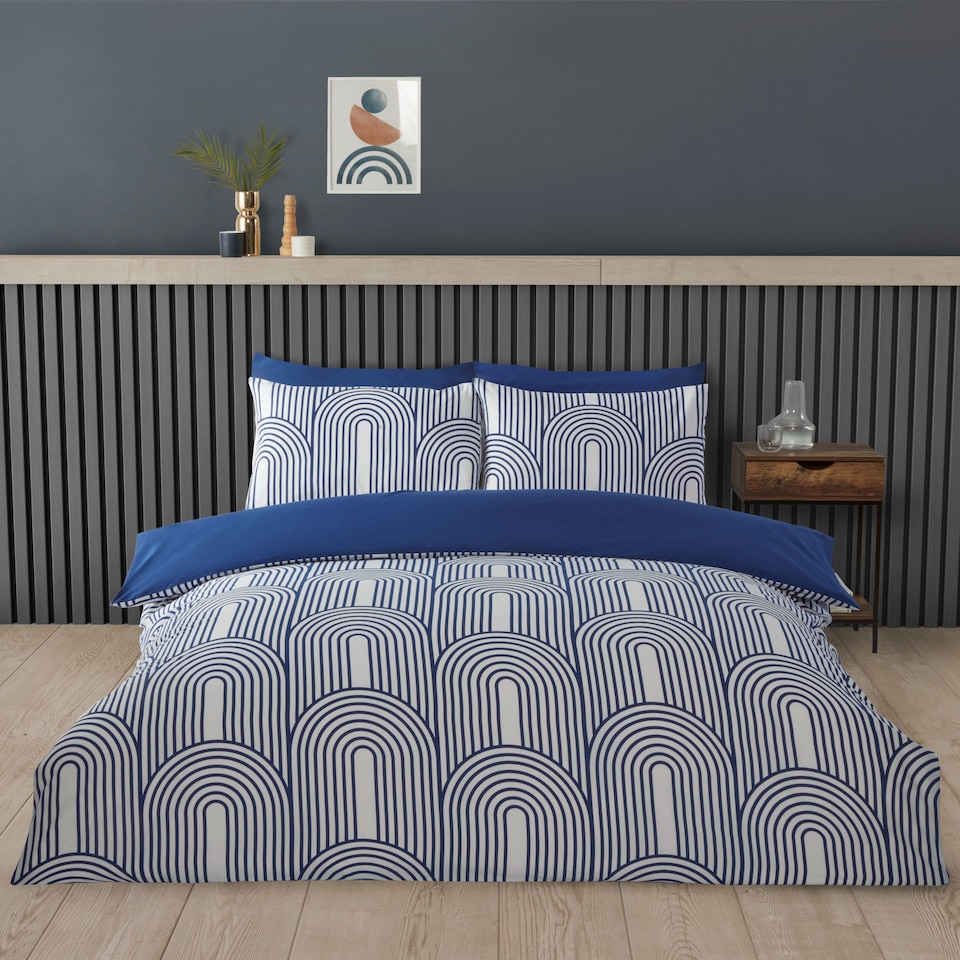 image 1 of Arches Geometric Cotton Blend Duvet Cover Set with Pillowcase