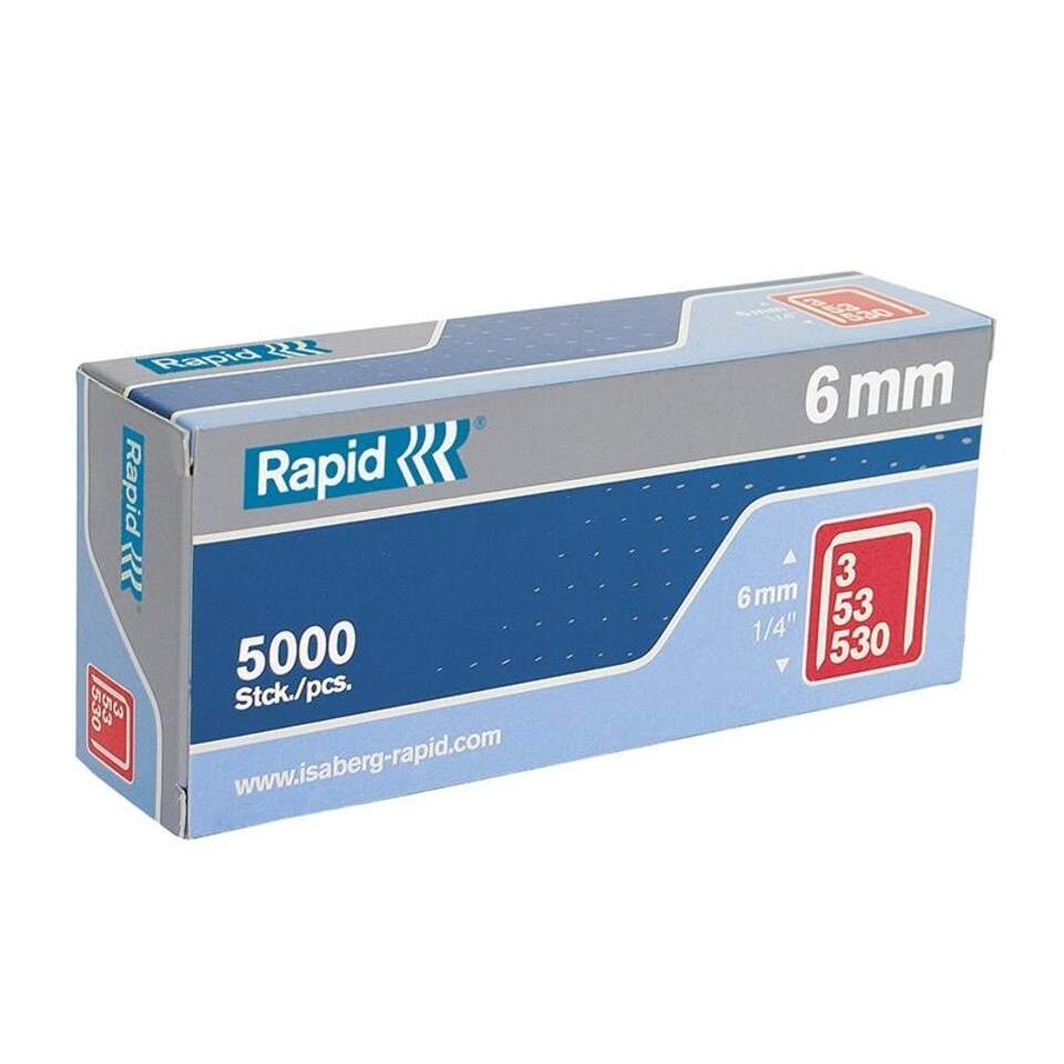 Rapid 53 Series Galvanised Staples - Galvanised - 6mm, Box of 5000