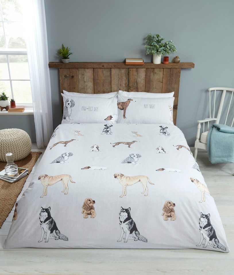 image 1 of Pawsome Polycotton Duvet Cover Set with Pillowcase | Multi | King | 1