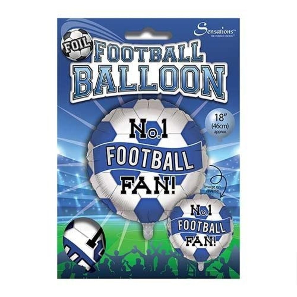 image 1 of Blue & White No. 1 Football Fan Round Foil Helium Balloon 46cm / 18 in | Blue