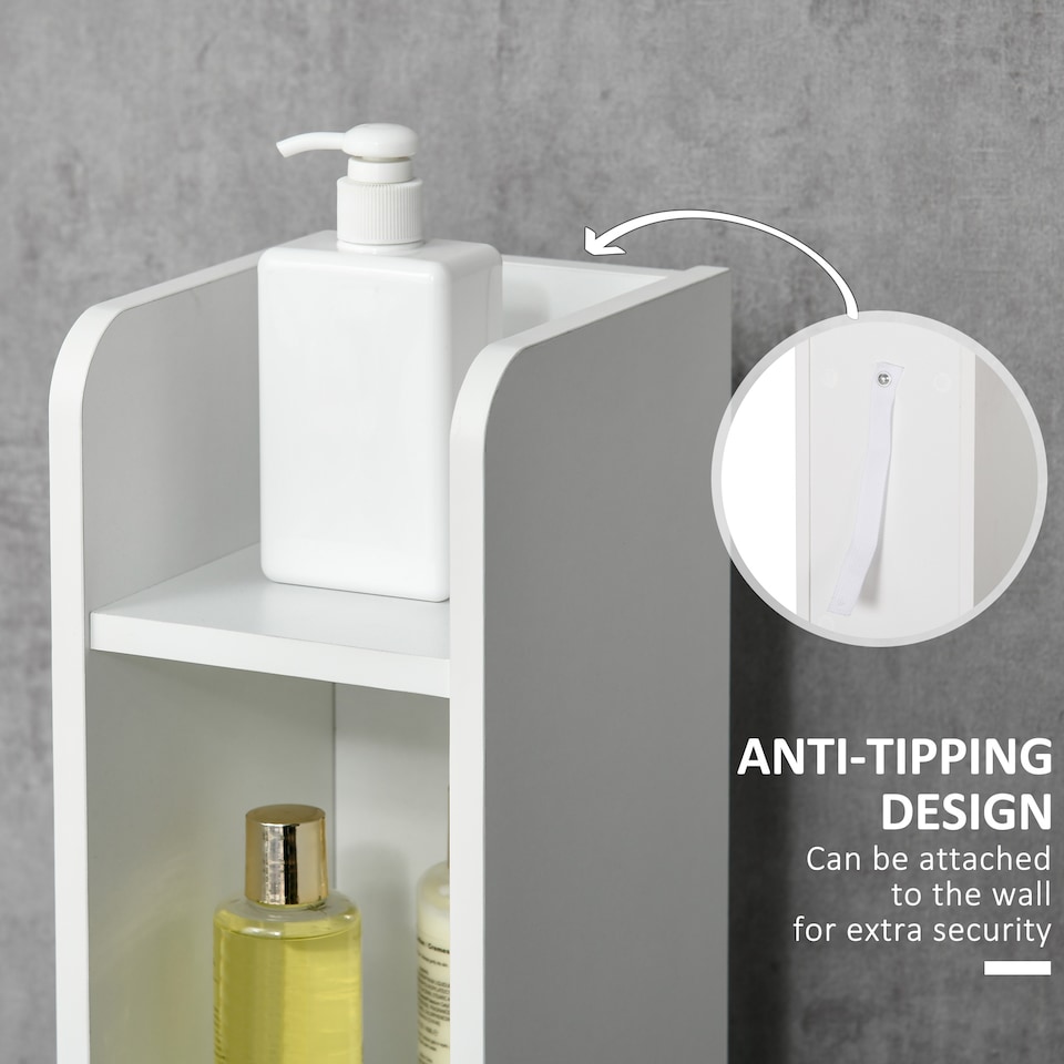 image 1 of kleankin Modern Bathroom Storage Cabinet, Freestanding Tall Bathroom Cabinet with Open Shelves and 3 Cupboards with Door, for Bedroom Hallway, Grey