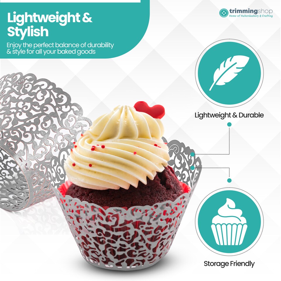 image 1 of Cupcake Wrappers Laser Cut Floral Design Paper Cup Holders - 25pcs