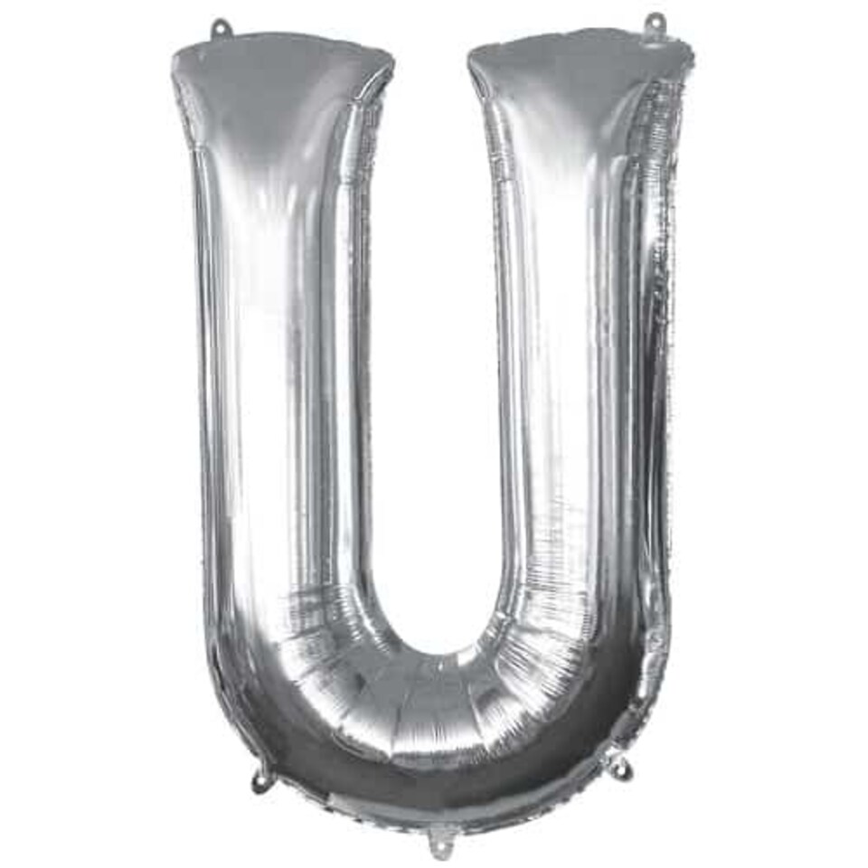 Silver Letter U Air Fill Foil Balloon 40cm / 16 in