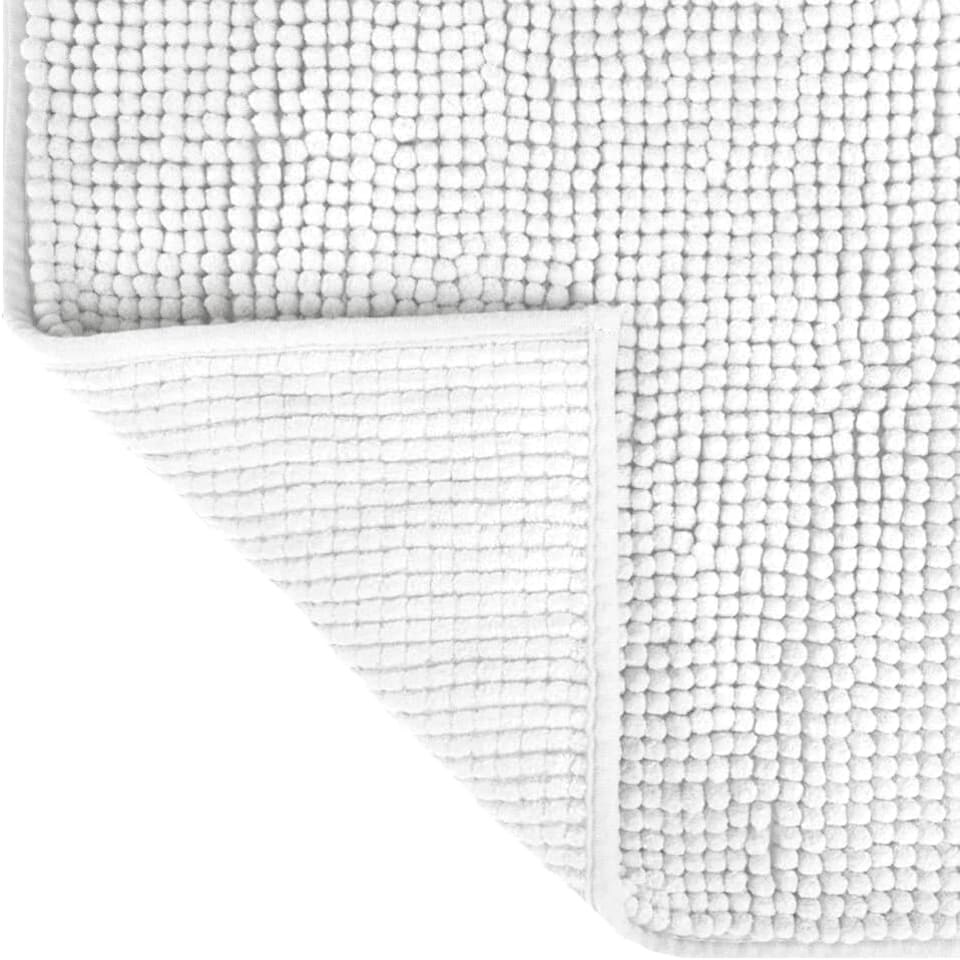 image 1 of Chenille Bobble Bath Mat Non-Slip 50 x 80cm - White