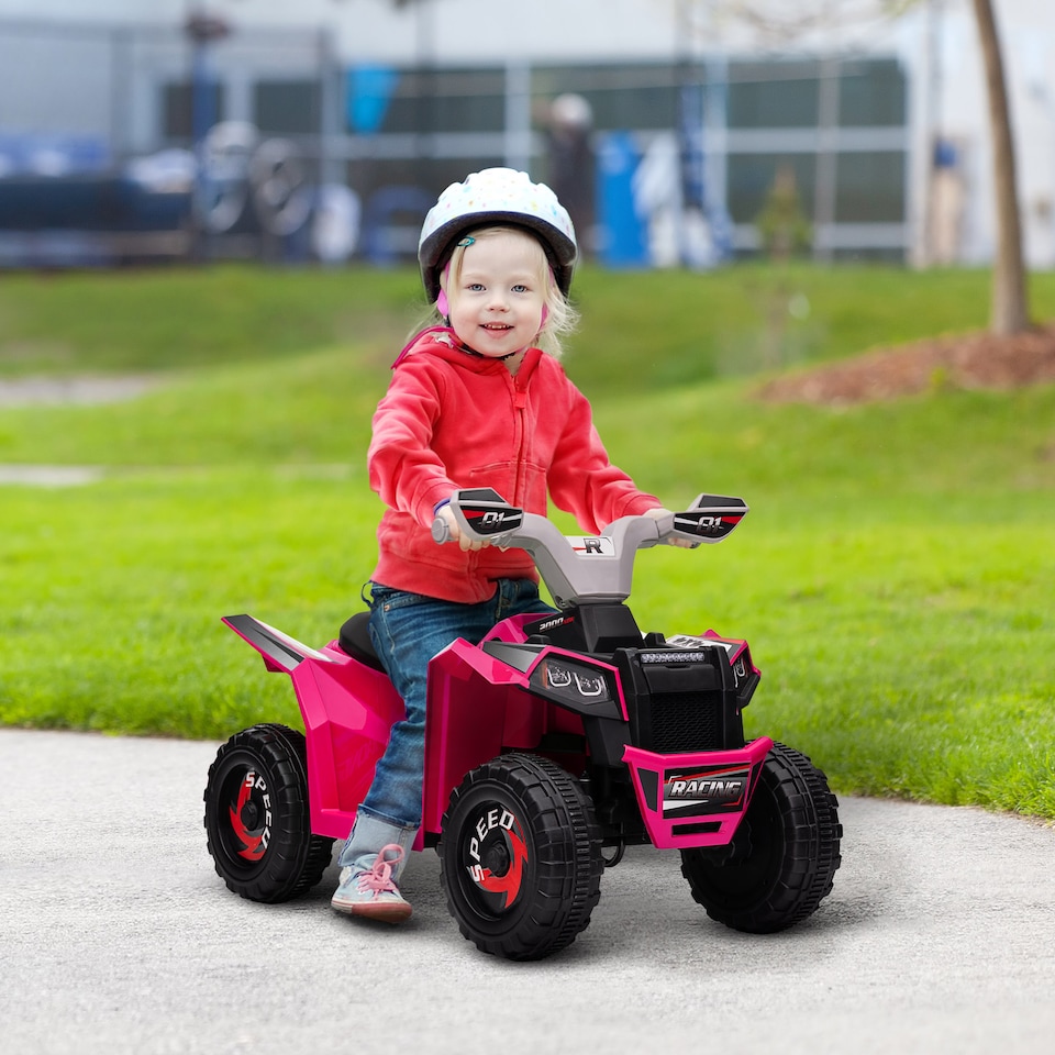 image 1 of HOMCOM 6V Electric Quad Bike Kids Ride On All Terrain Vehicle with Forward Backward Function, for Ages 18-36 Months - Pink