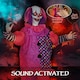 image 4 of Outsunny Sound Activated Halloween Animatronics Clown with Red Light Up Eyes