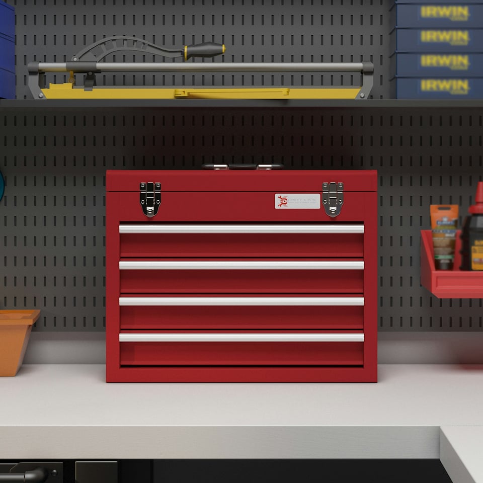 image 1 of DURHAND Lockable 2/3/4 Drawer Tool Chest w/ Ball Bearing Slide Drawer