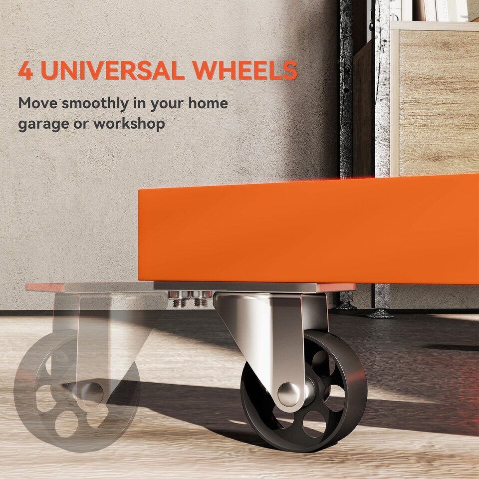 image 1 of HOMCOM Engine Stand, 570 kg Rotating Engine Stand with 360 Degree Adjustable Head, 4 Mounting Arms, Heavy Duty Steel Support, Universal Wheels for Garage Workshop Auto Repair, Orange