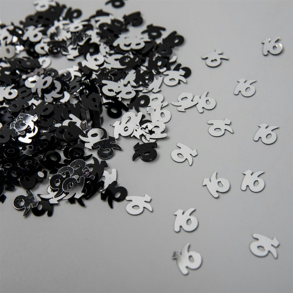 image 1 of 4x 14g Black-Silver 16th Birthday Confetti
