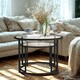 image 6 of Set Of 2 Round Black Nesting Tables With Tempered Glass Top