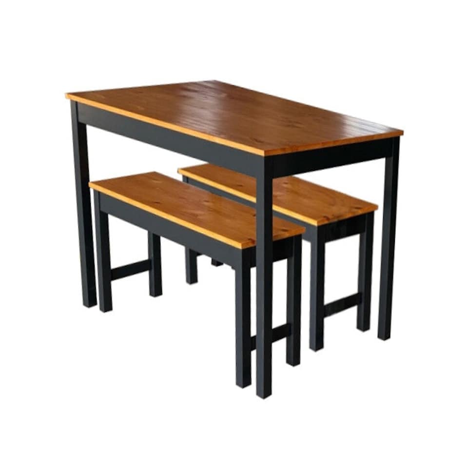 image 1 of Annika Dining Table with 2 Benches in Anthracite | Grey | One Size | 3