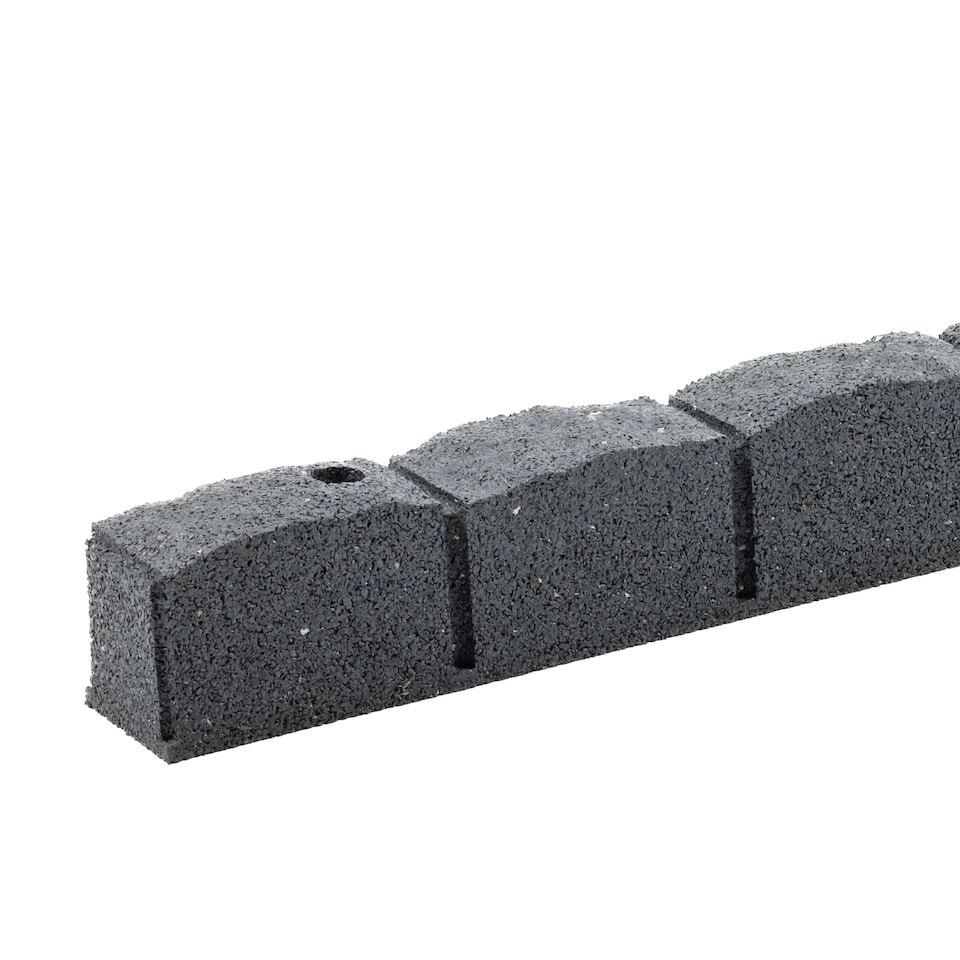image 1 of Recycled Rubber Roman Stone Garden Border 1.2m - Grey - Pack of 22 | Grey | Grey
