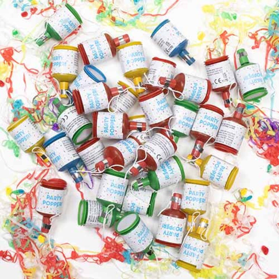 image 1 of Assorted Colours Party Poppers - Pack of 50