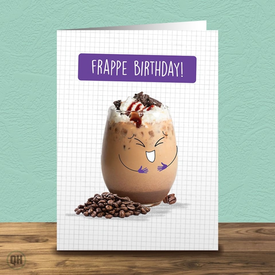 image 1 of Frappe Birthday! - Funny Cartoon Birthday Card