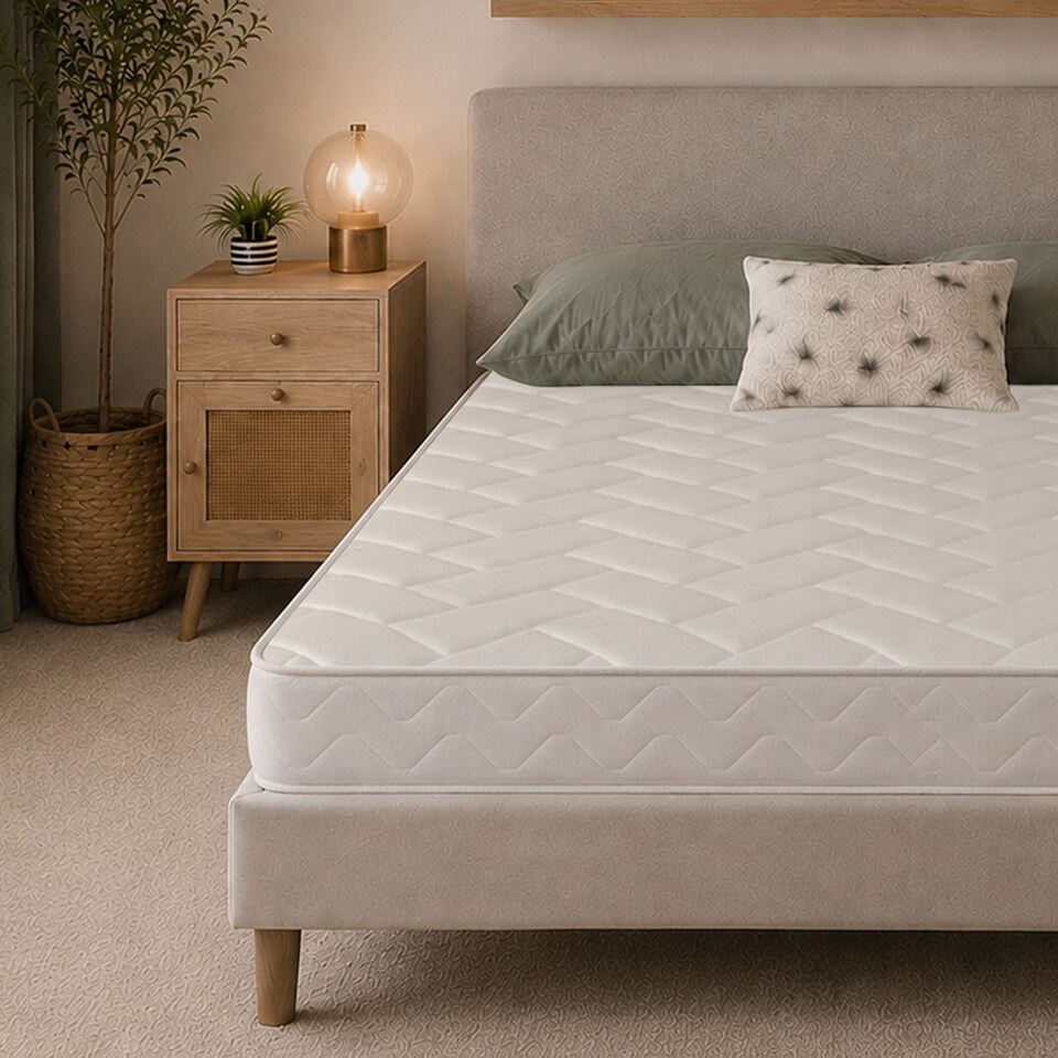 image 1 of 18cm Quilted Brick Hybrid Memory Foam Spring Mattress Soft Feel
