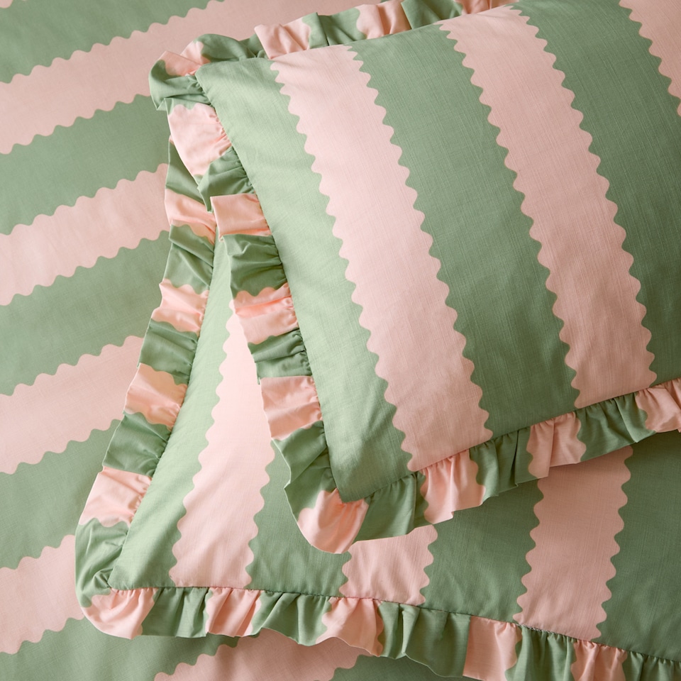 Wylder Birdie Stripe Ruffle Pillowcase Pair
