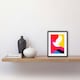 image 2 of White Peace Dove Vibrant Geometric Graphic Design 9x7" Black Framed Wall Art Print