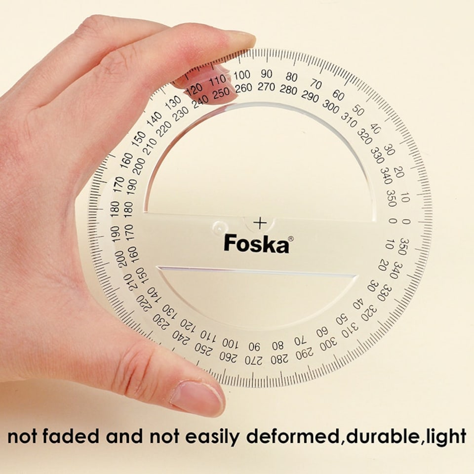 image 1 of 360 Degree 10cm School Transparent Plastic Protractor Ruler