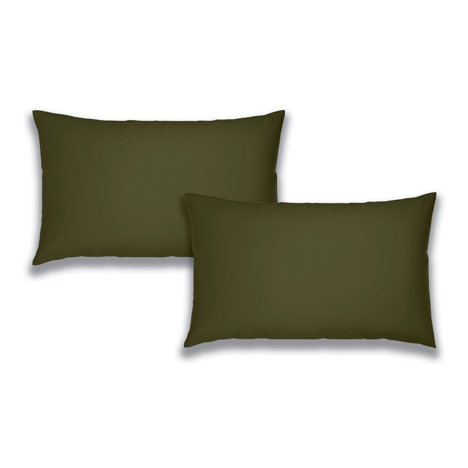 image 1 of Catherine Lansfield Brushed Cotton Standard Pillow case Pair | Green | Standard