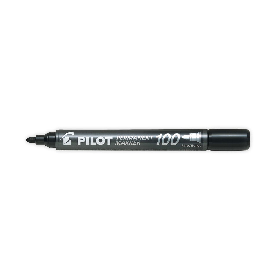 image 1 of Pilot 100 Permanent Markers Black Bullet Tip Value Pack 20