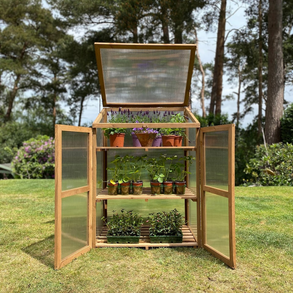 image 1 of Wooden Framed Polycarbonate Growhouse Mini Greenhouse