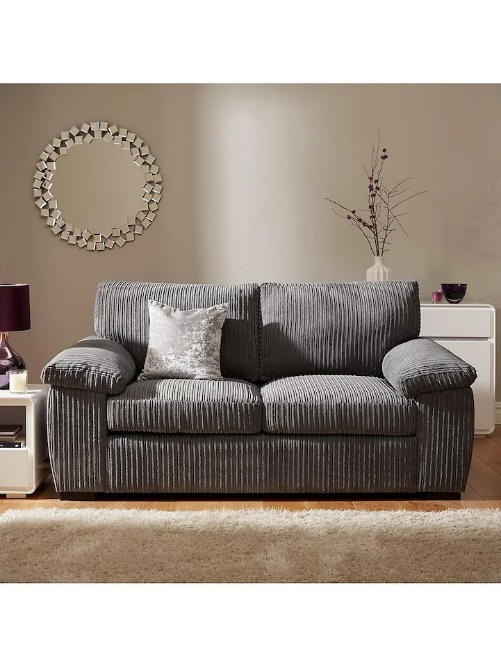 image 1 of Collingdale Grey Jumbo Cord Upholstered 3 + 2 Sofa Set Grey | Grey | 2