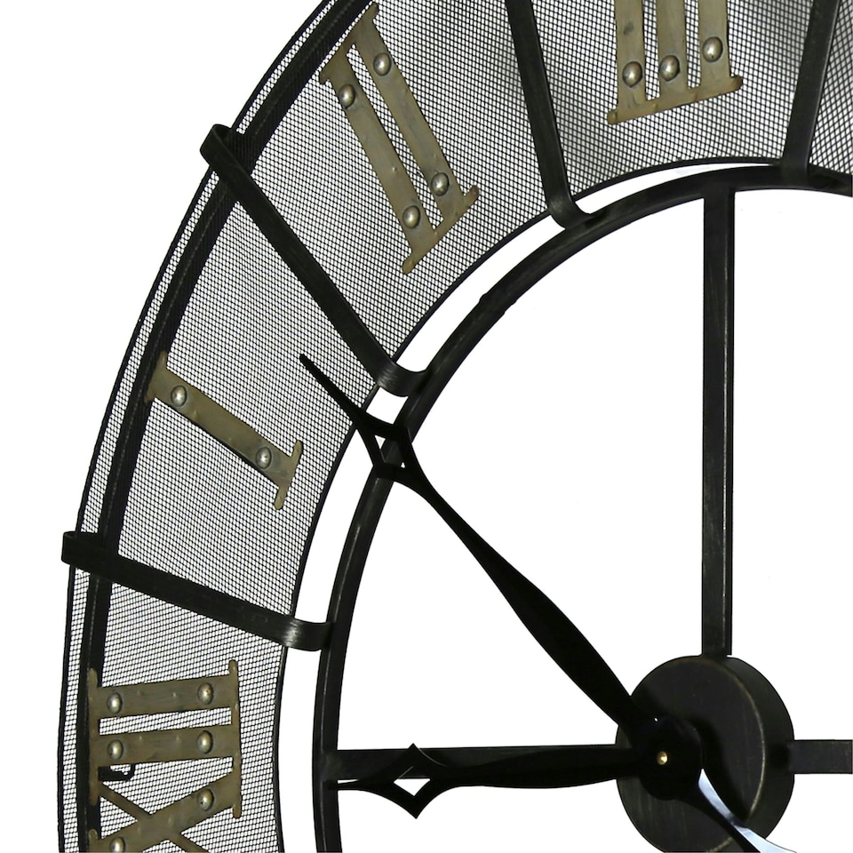 image 1 of Charles Bentley Wrought Iron Outdoor Garden Metal Clock - Black & Antique Brass