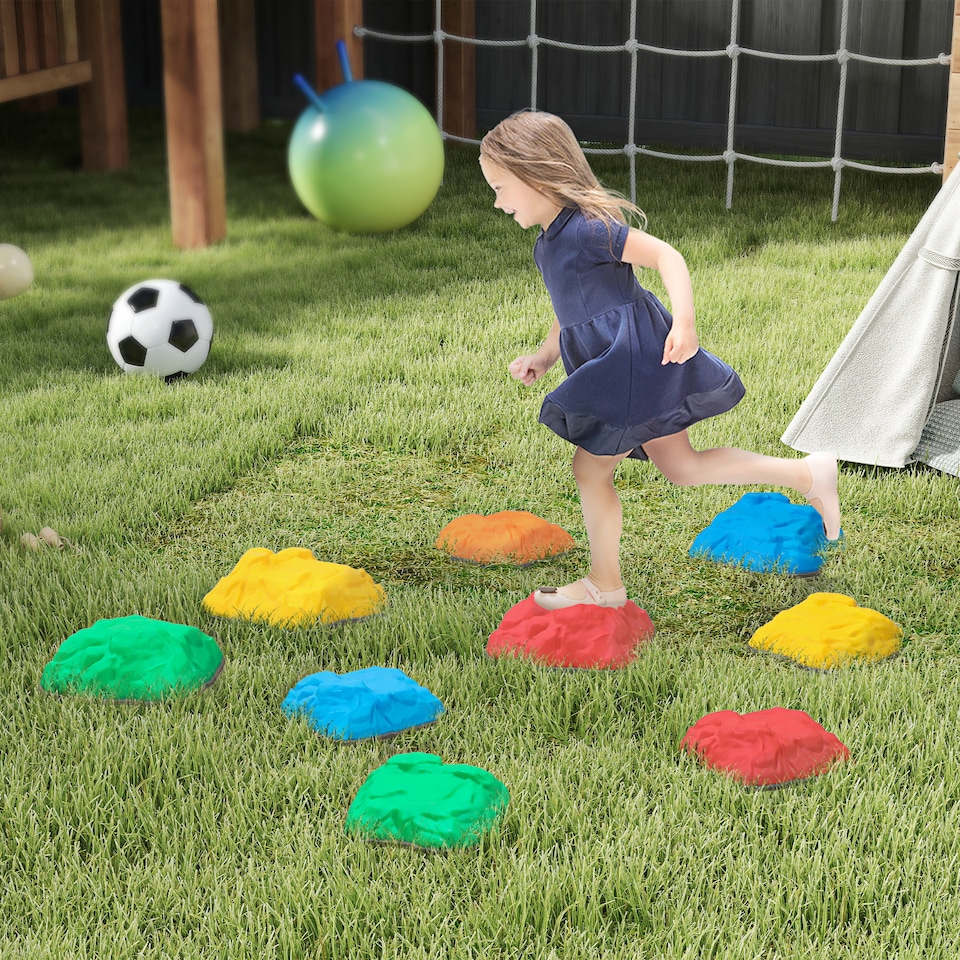 image 1 of AIYAPLAY Balance Stepping Stones, 9-Piece Balance Stones for Kids, Ages 3-8