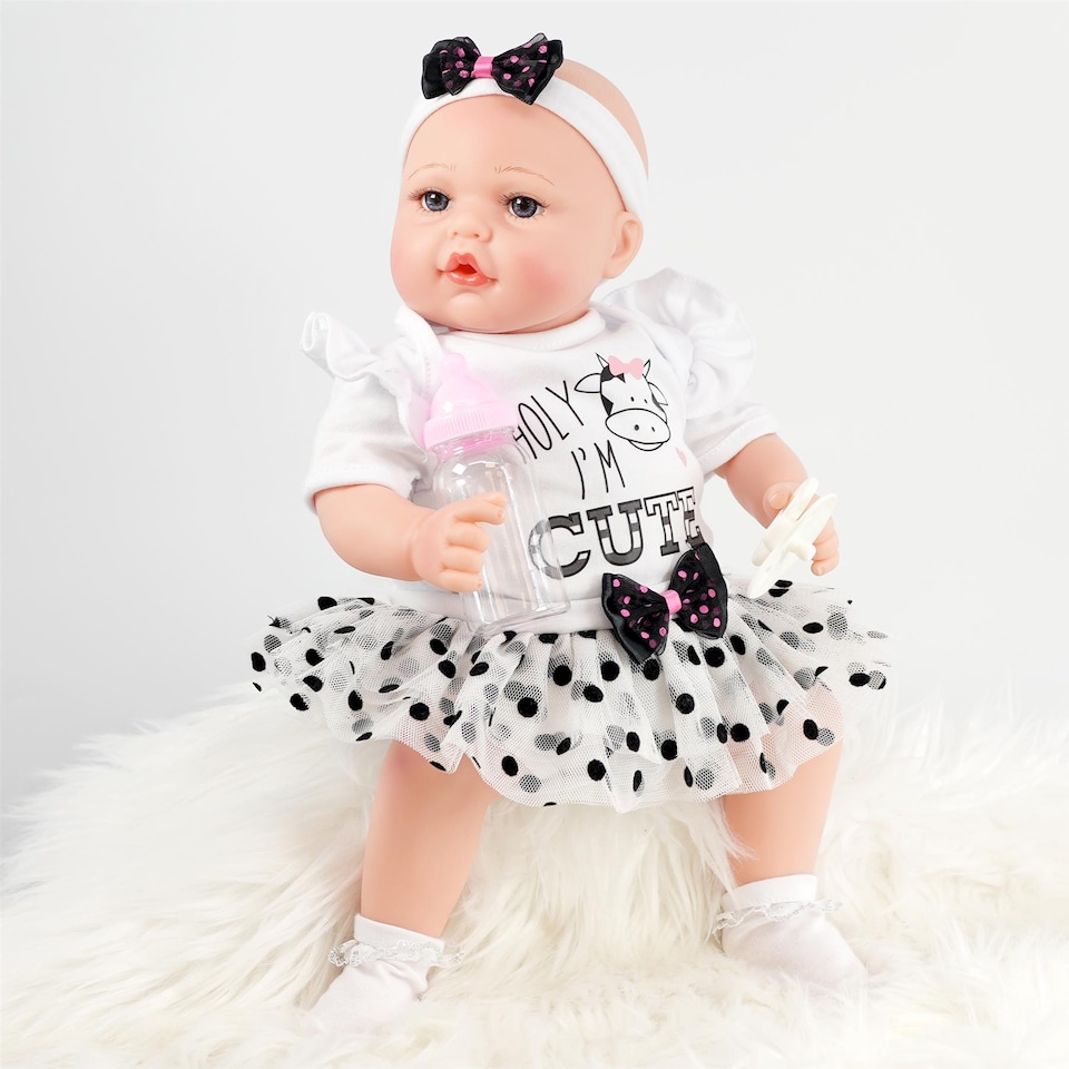 image 1 of BiBi Doll 17" Jasmine Reborn Baby Doll Girl With Toy Dummy & Bottle