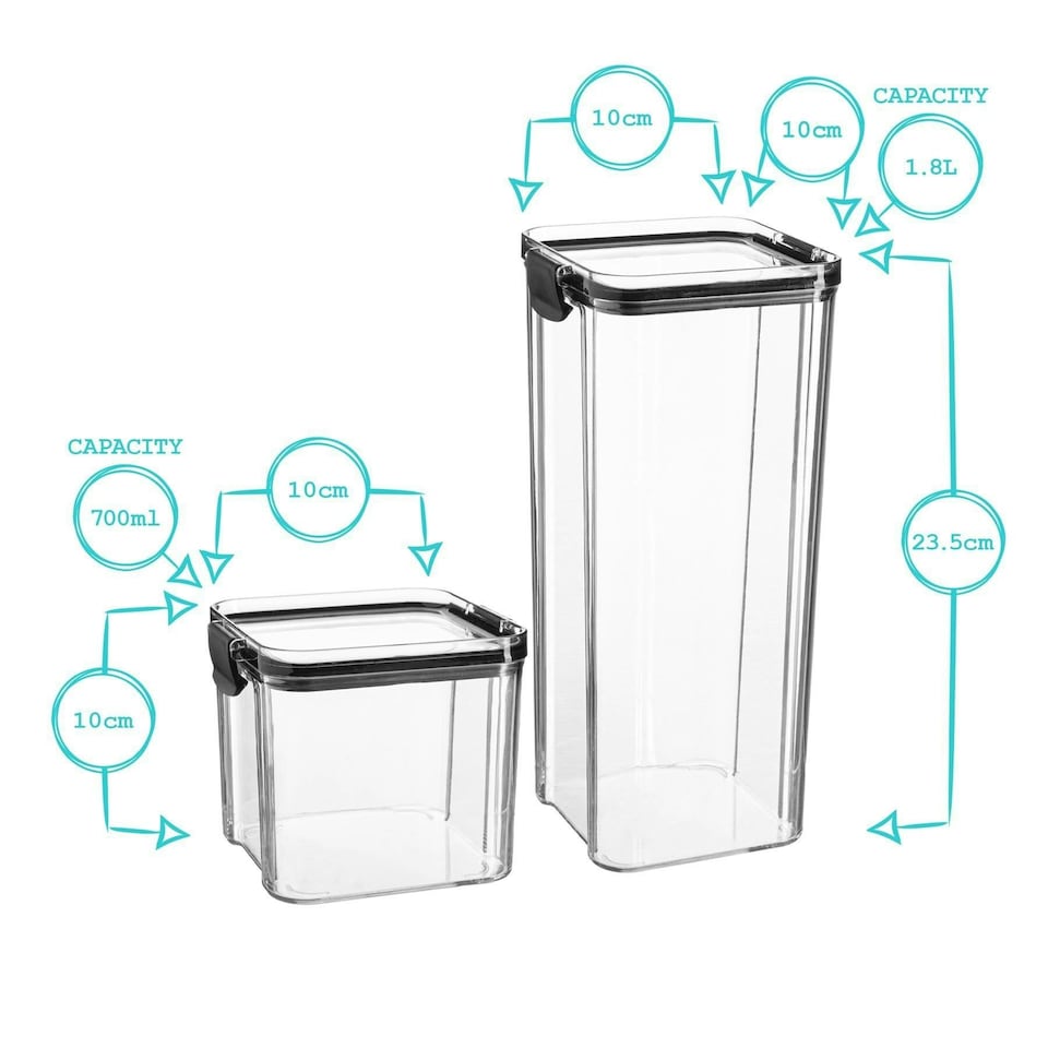 image 1 of Argon Tableware 8 Piece Food Storage Containers Set - 4 Sizes - White - Resuable Container Meal Prep Container Tub Tupperware Airtight Lid